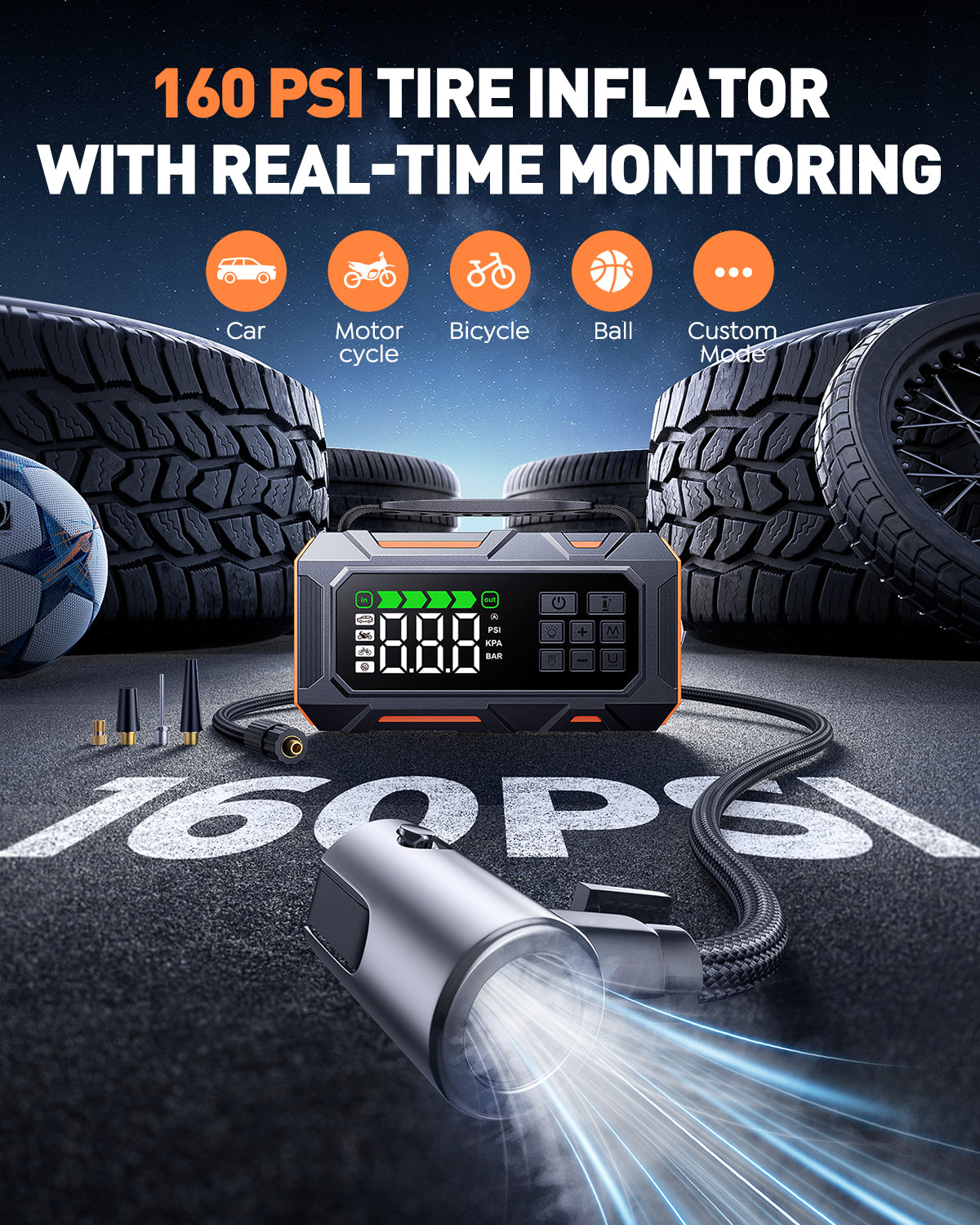 Buture Beta09 Car Jump Starter 8000A with 160 PSI Air Compressor丨16-in-1 Roadside Kit