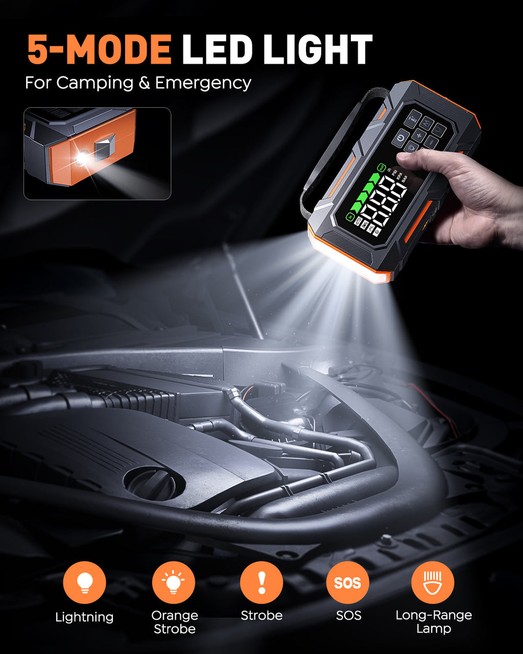 Buture Beta09 Car Jump Starter 8000A with 160 PSI Air Compressor丨16-in-1 Roadside Kit