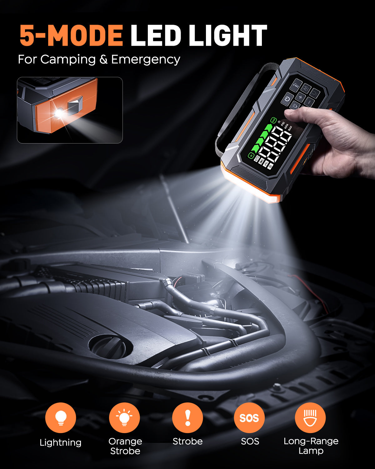 Buture Beta09 Car Jump Starter 8000A with 160 PSI Air Compressor丨16-in-1 Roadside Kit