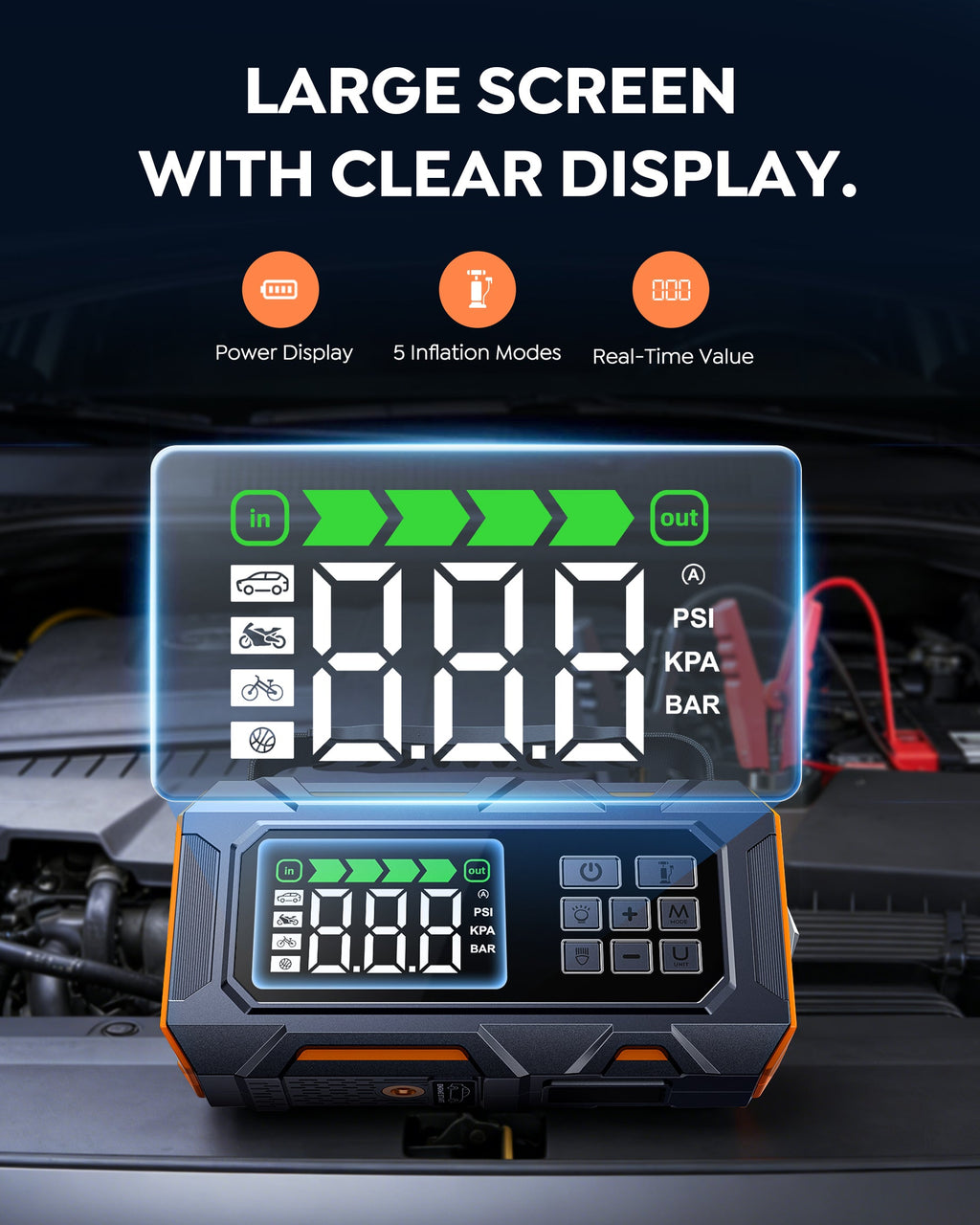 Buture Beta09 Car Jump Starter 8000A with 160 PSI Air Compressor丨16-in-1 Roadside Kit