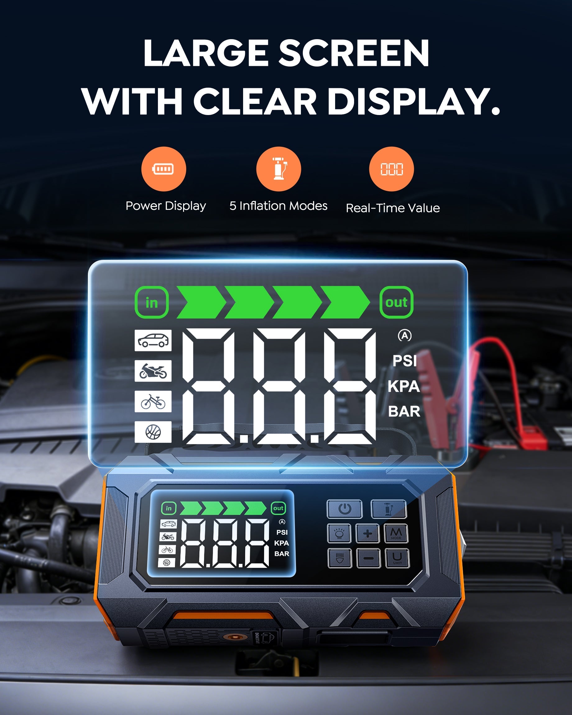 Buture Beta09 Car Jump Starter 8000A with 160 PSI Air Compressor丨16-in-1 Roadside Kit